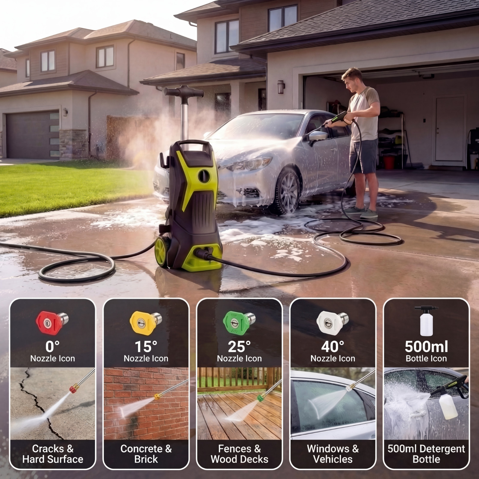 4800 PSI 2.9GPM High-Pressure Cleaner Featuring a 25-Foot Hose