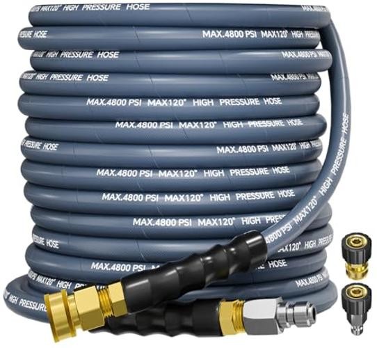 3/8″ 4800PSI Pressure Washer Hose with Swivel Quick Connect for 50FT Blue