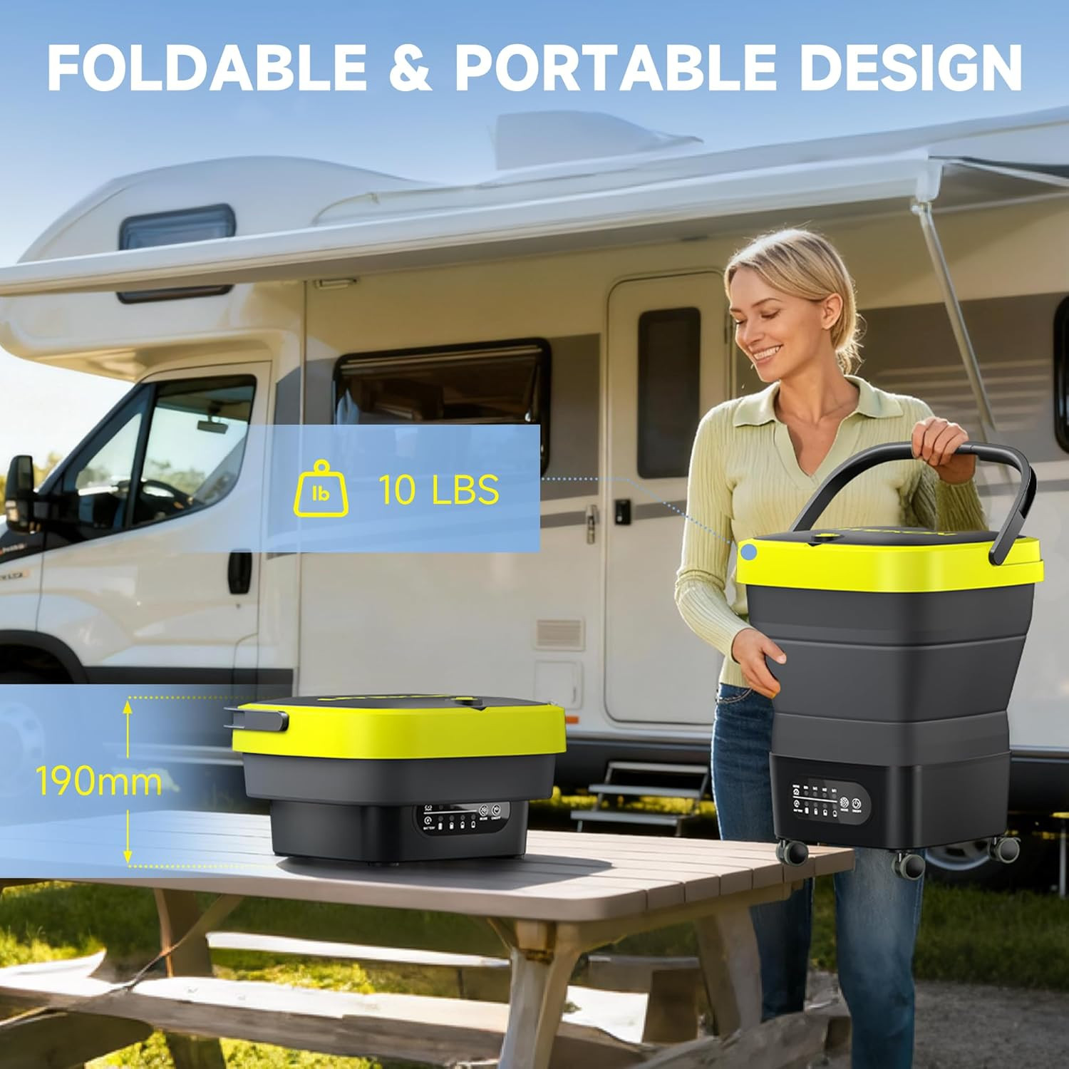 Portable Cordless Pressure Washer 750Psi, 4.5Gal Tank, 6-in-1 Nozzle