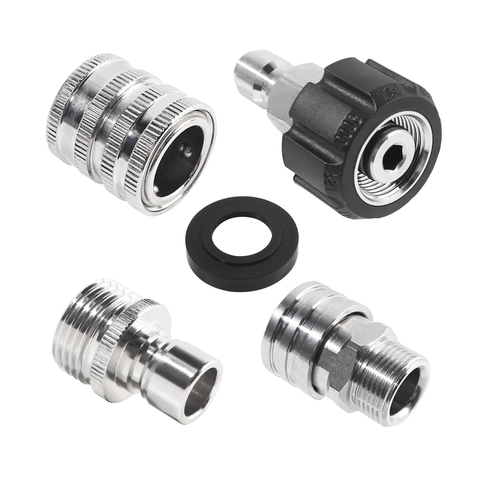 8 PCS Pressure Washer Adapter Set Stainless Steel M22 14mm Swivel To 3/8