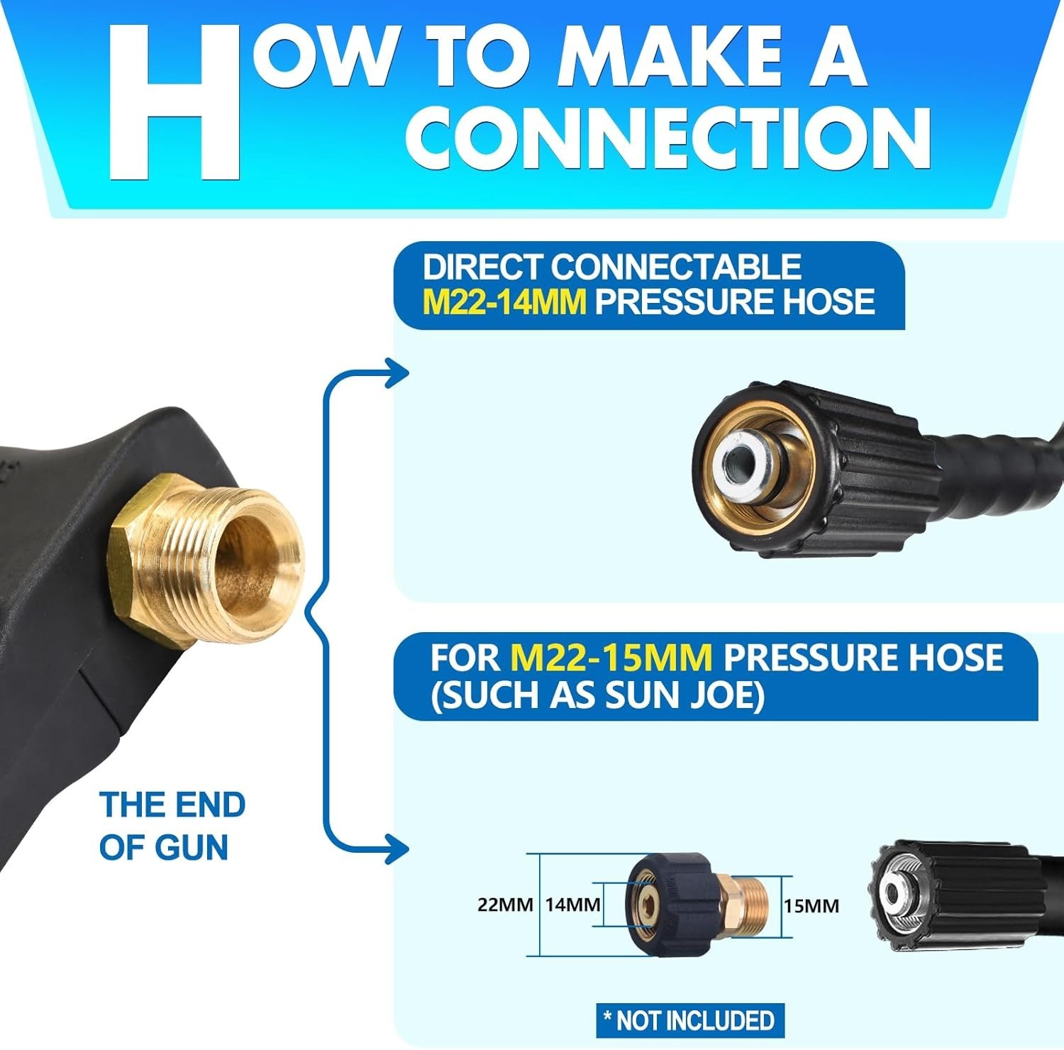TOOLCY Pressure Washer Gun 4000 psi, Spray Tip Set, Fitting