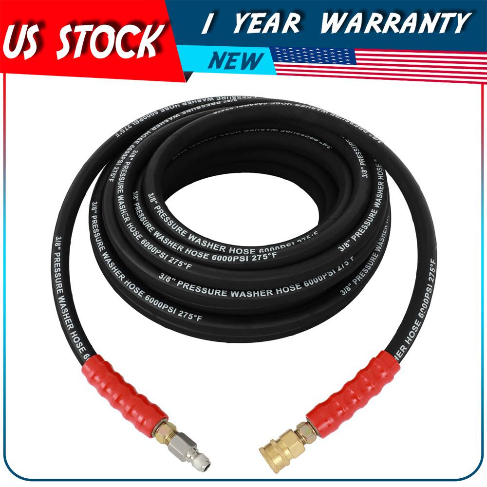 New Gray Non-Marking Pressure Washer Hose 3/8″ x 50ft 6000 PSI 1 Warranty Year