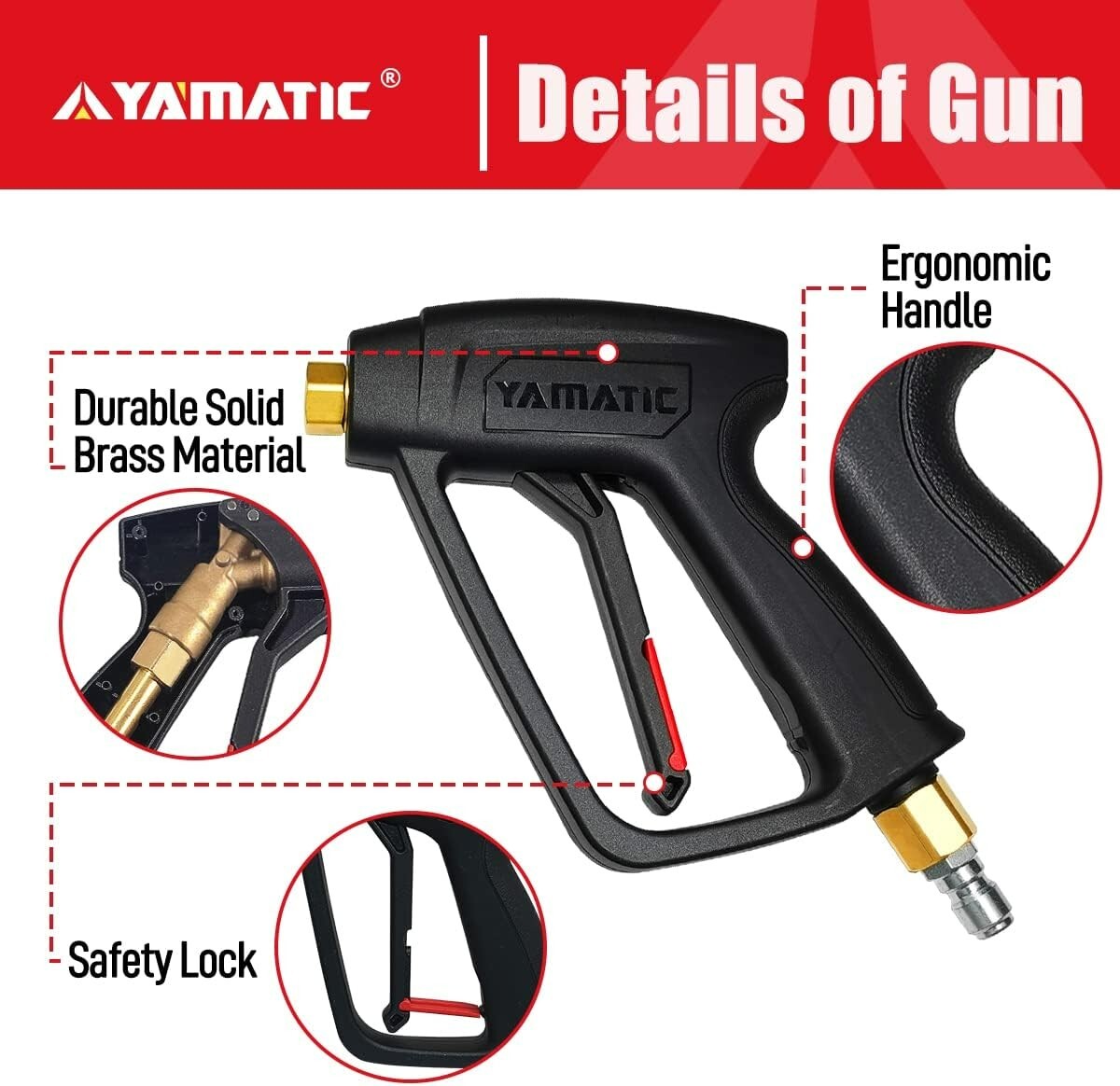 Heavy-Duty Ergonomic Pressure Washer Gun with Extension – MAX 4500 PSI