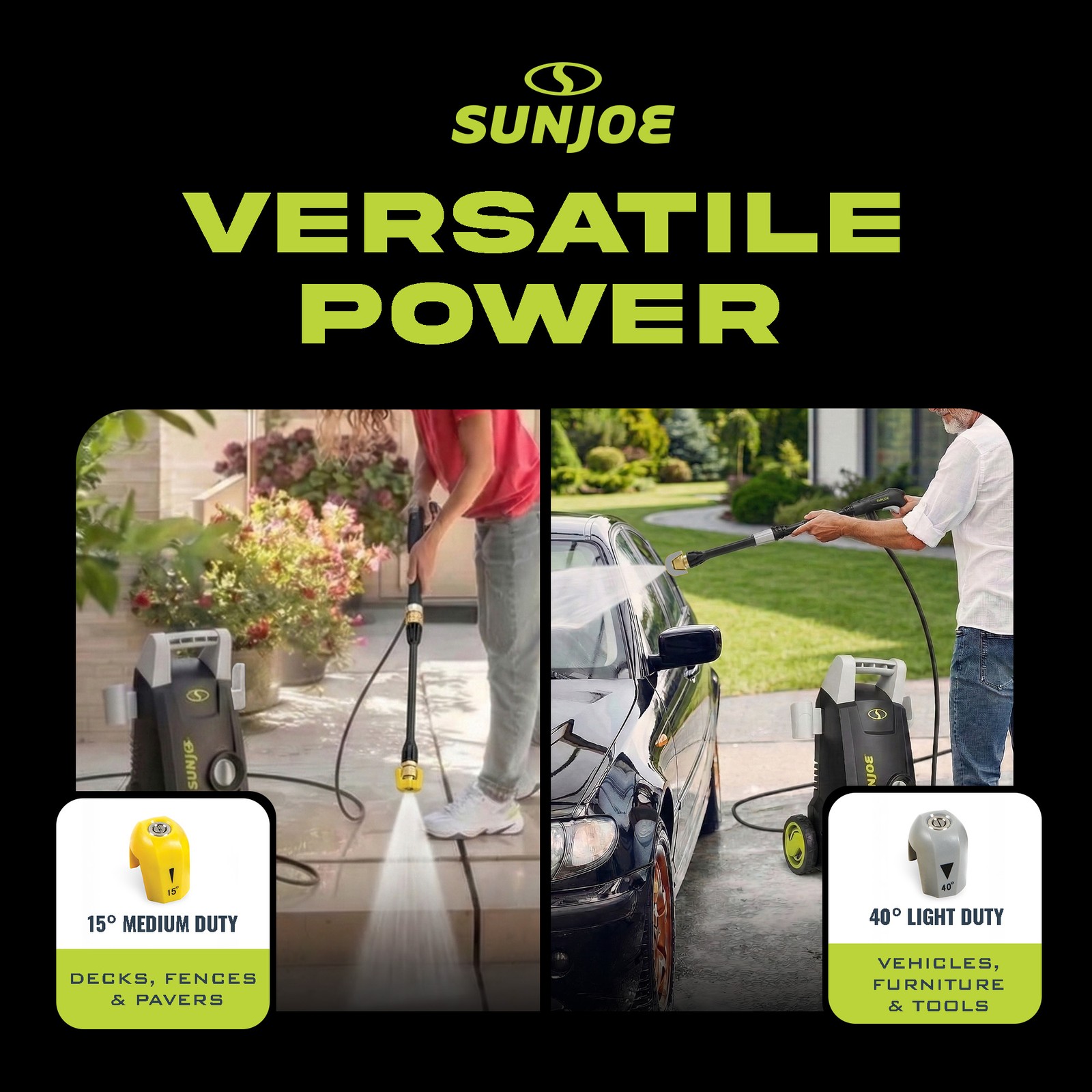 Sun Joe Electric Pressure Washer with Nozzles & Sprayer Heads, SPX1000