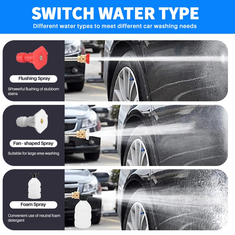 Cordless High Pressure Car Washing Gun Pressure Washer Gun with 2 Nozzle