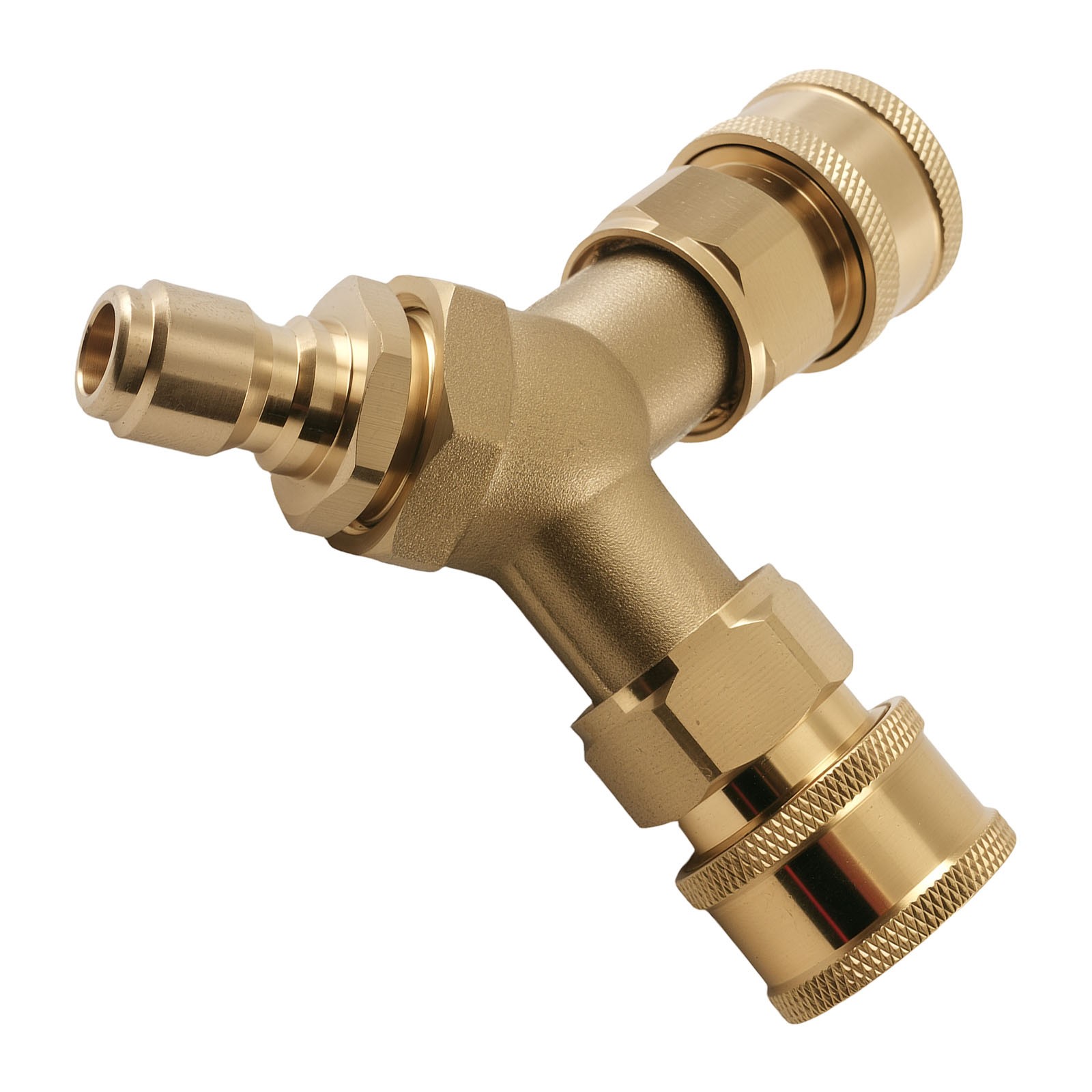 3/8” Quick Connect Pressure Washer Y-Splitter Tee Three Way 5000PSI Brass