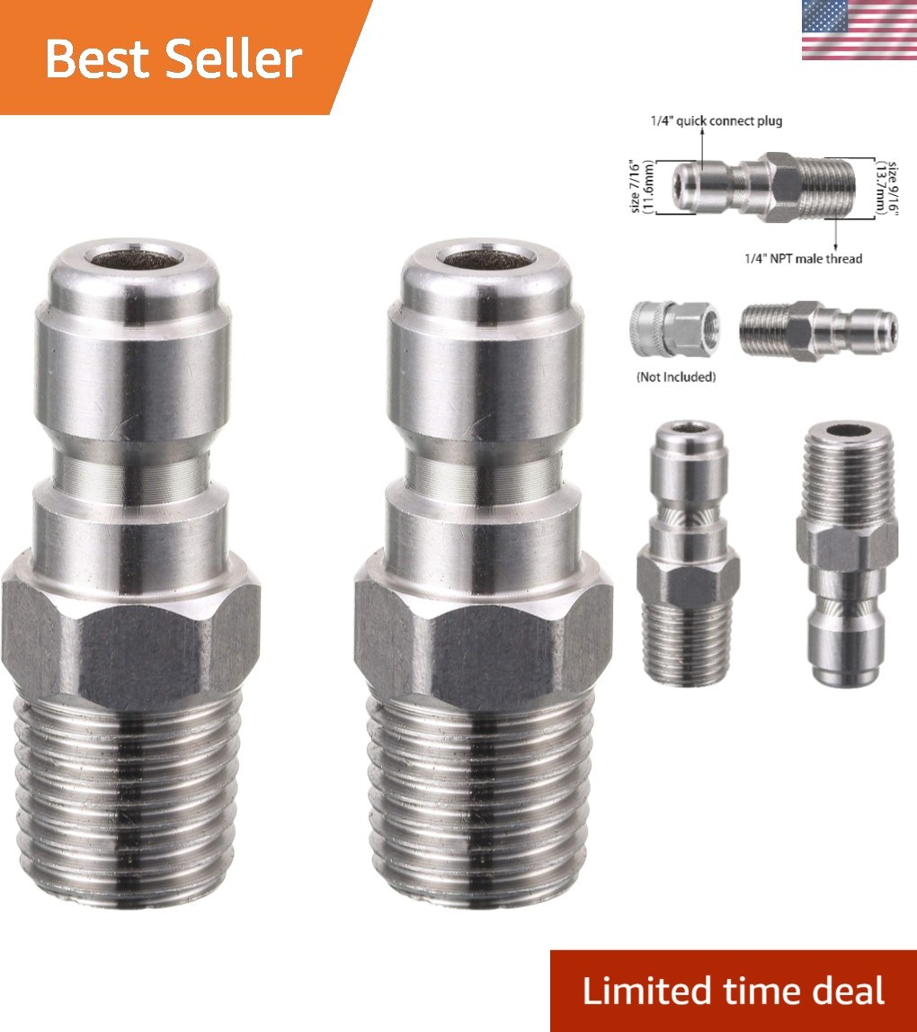Reliable Pressure Washer Connection, 5000 PSI 1/4 Inch Male NPT Fitting, 2-Pack