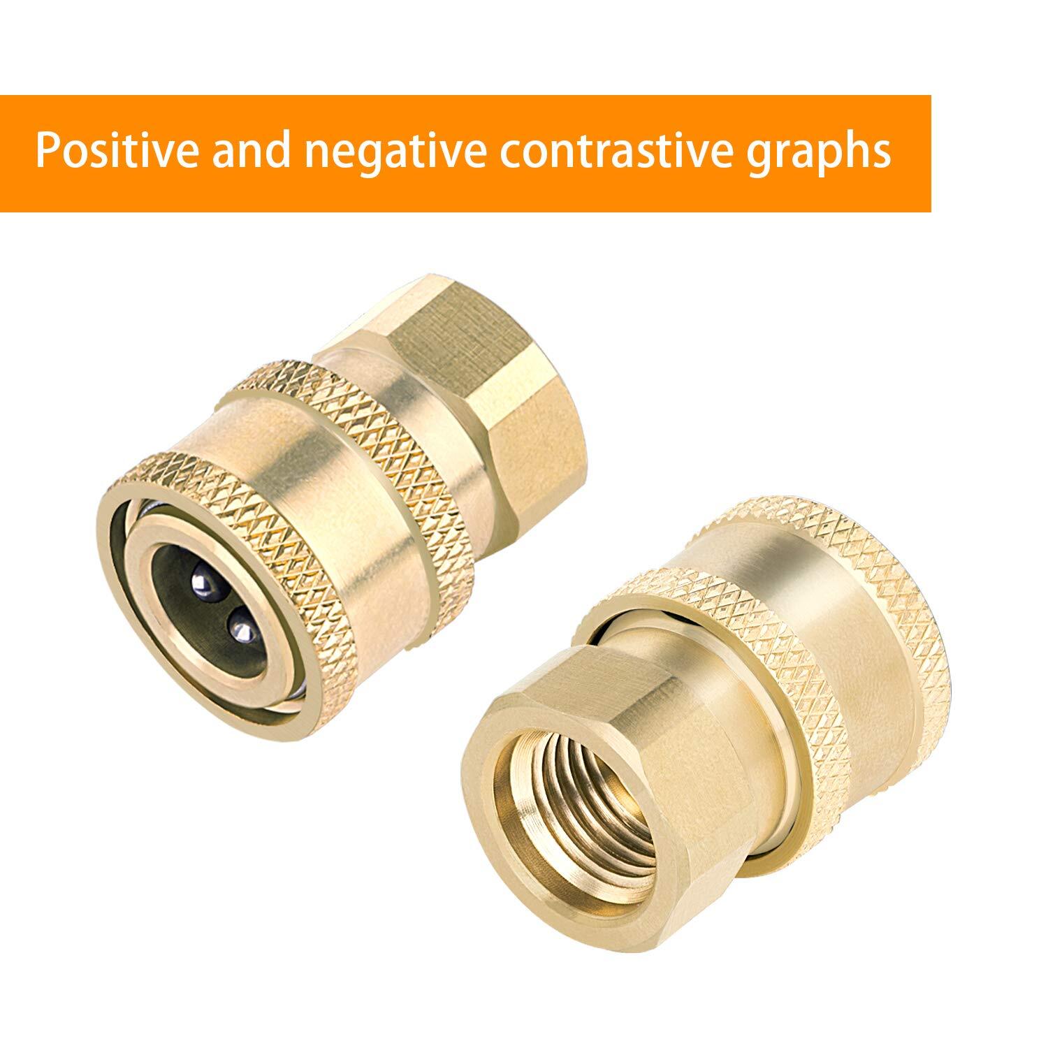 3 Pack Pressure Washer Coupler Brass Fittings 1/4 Inch Quick Connect to Femal…