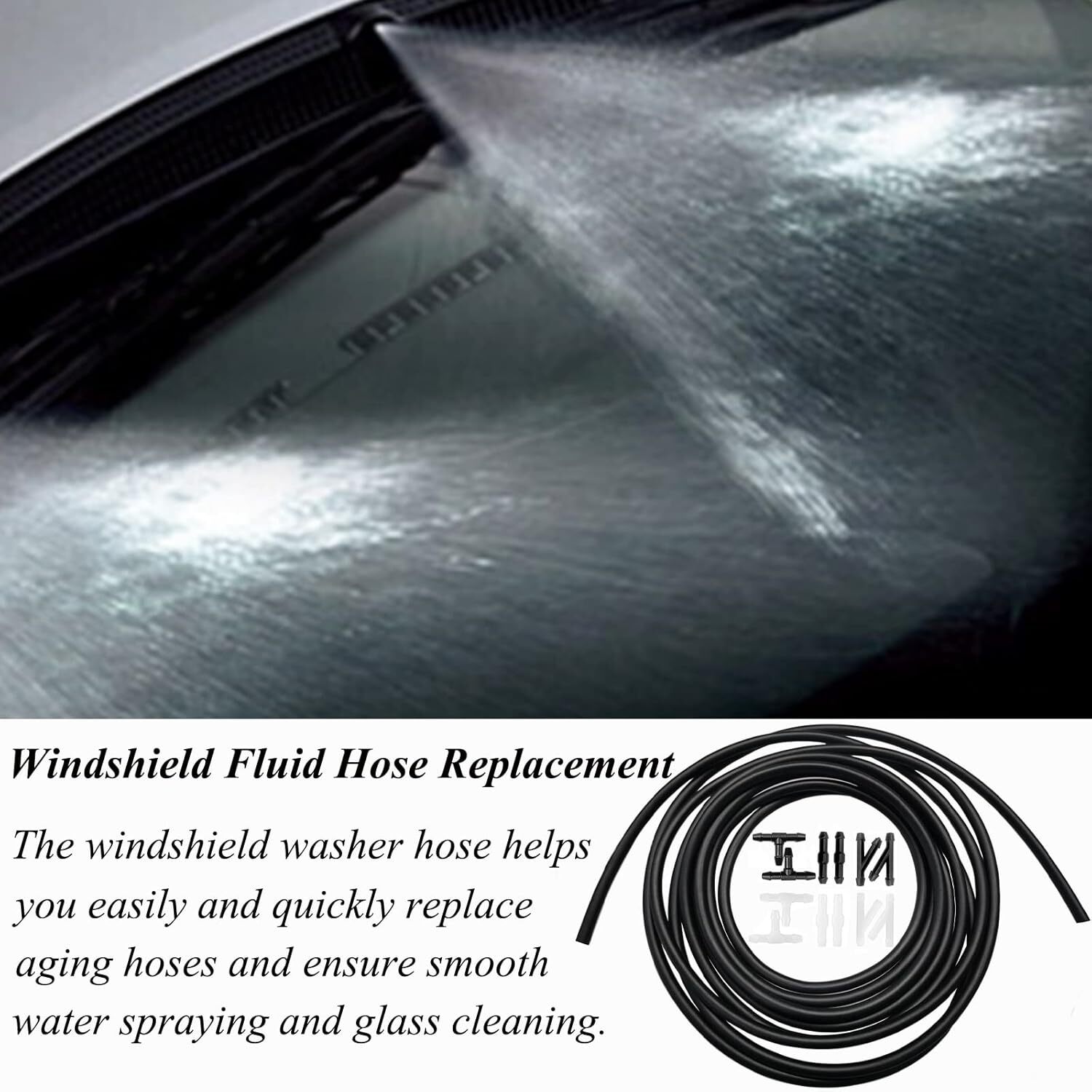 Windshield Washer Hose Kit, 4 Meter Washer Fluid Hose & 12 Pcs Hose Connectors..