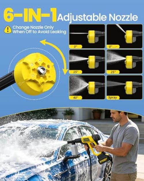 Cordless Pressure Washer Battery Powered, Handheld Cordless IgnitedYellow-Black