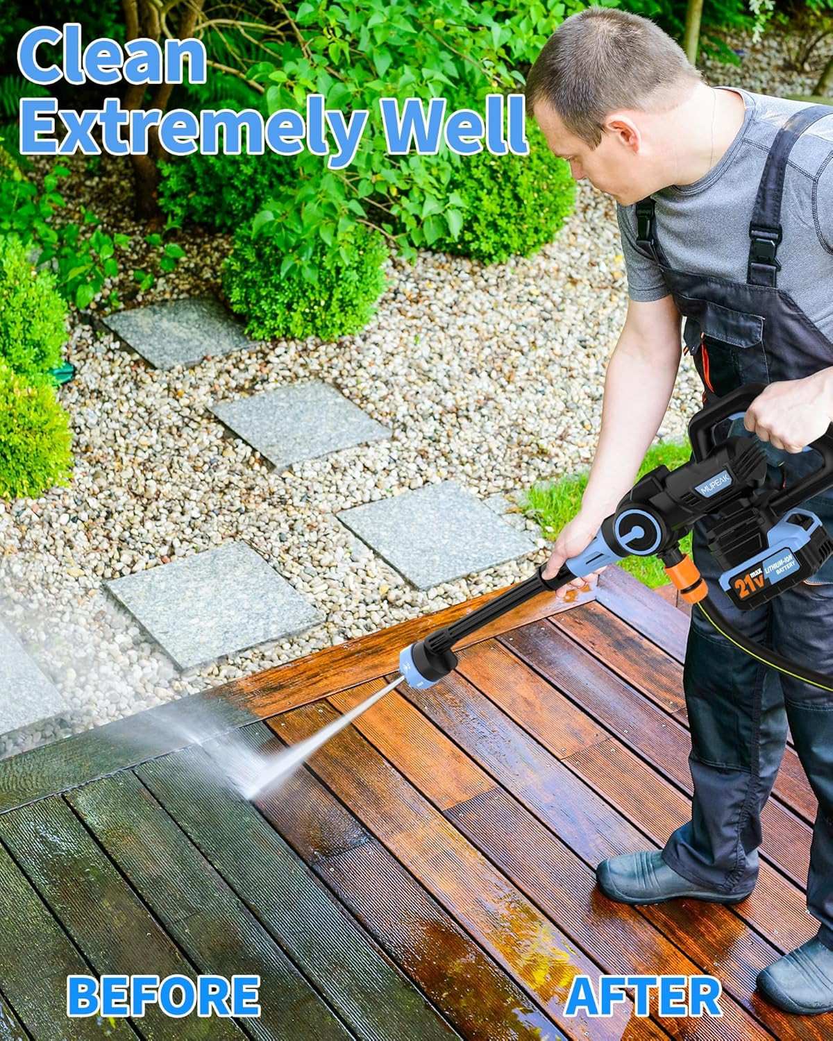 Brushless Cordless Washer, 1500Psl-Cordless Washer with 2 Batteries, 6-In-1 Nozz
