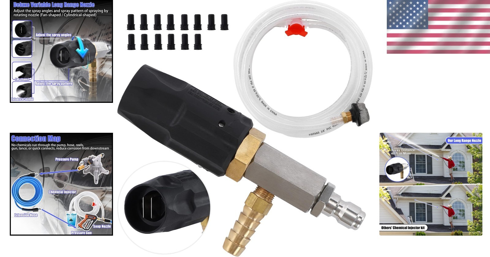Long Range Pressure Washer Nozzle Kit 3-3.5 GPM Stainless Steel