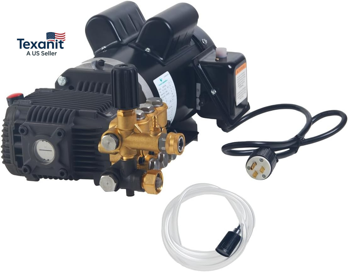 1500 PSI 2 GPM Pressure Washer Pump Assembly with 2 HP 120 V Motor – Triplex Pow