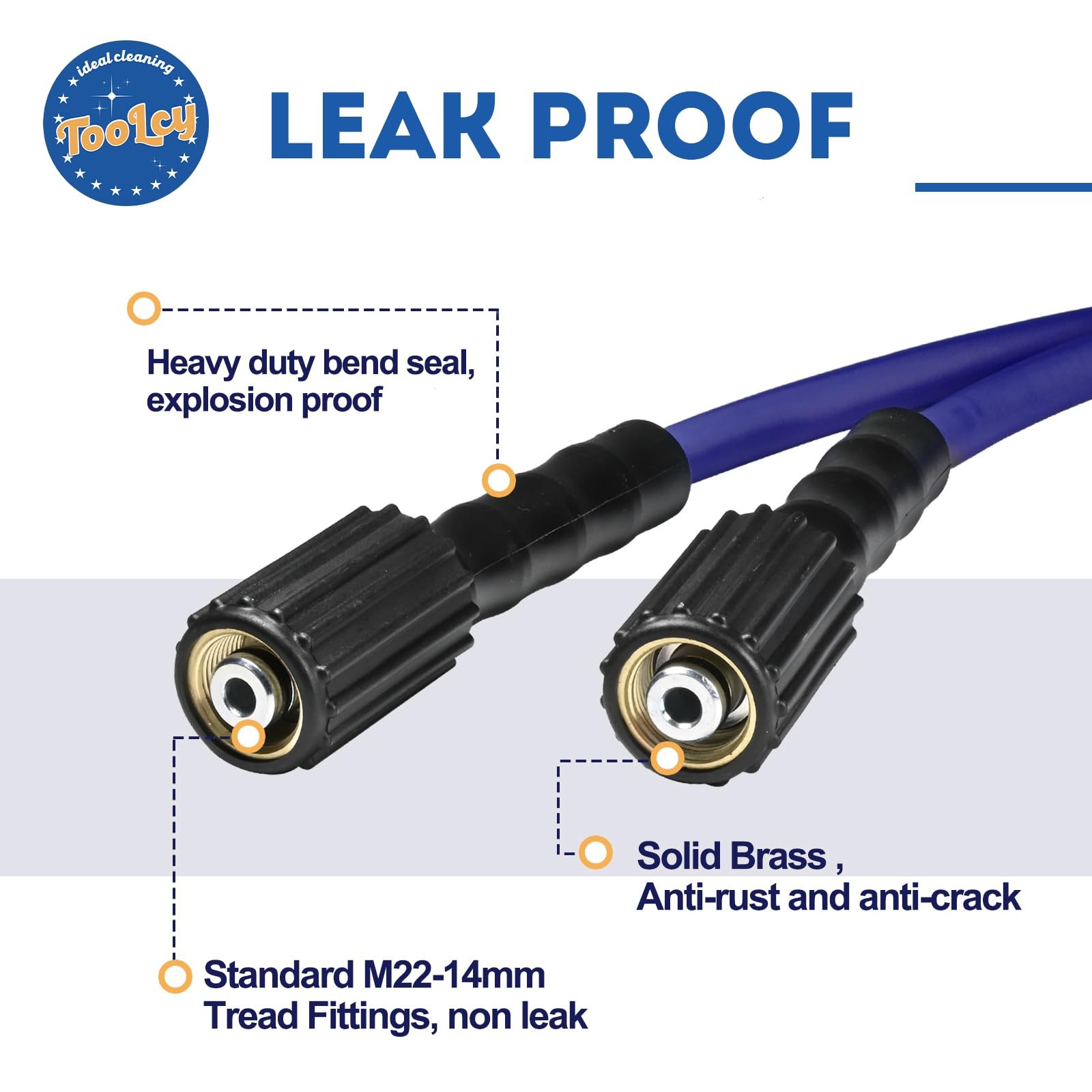 TOOLCY PVC pressure washer hose 50ft 3400 PSI