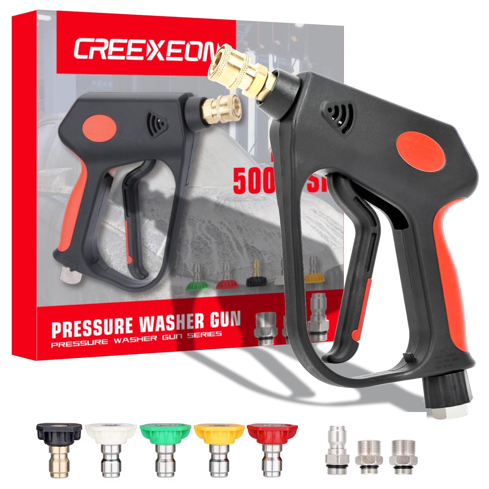 Pressure Washer Short Gun, Commercial 5000 PSI / 10.5 GPM, Swivel Inlet, 3/8 Inc