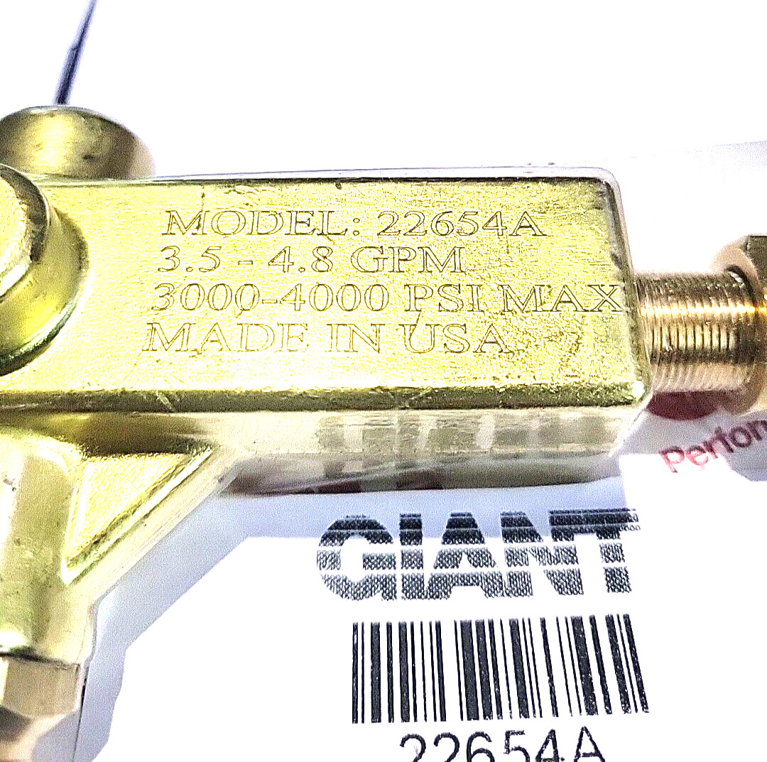 Giant 22654A Unloader Valve, 4000 PSI Max. 4.8 GPM Max. – USA Made