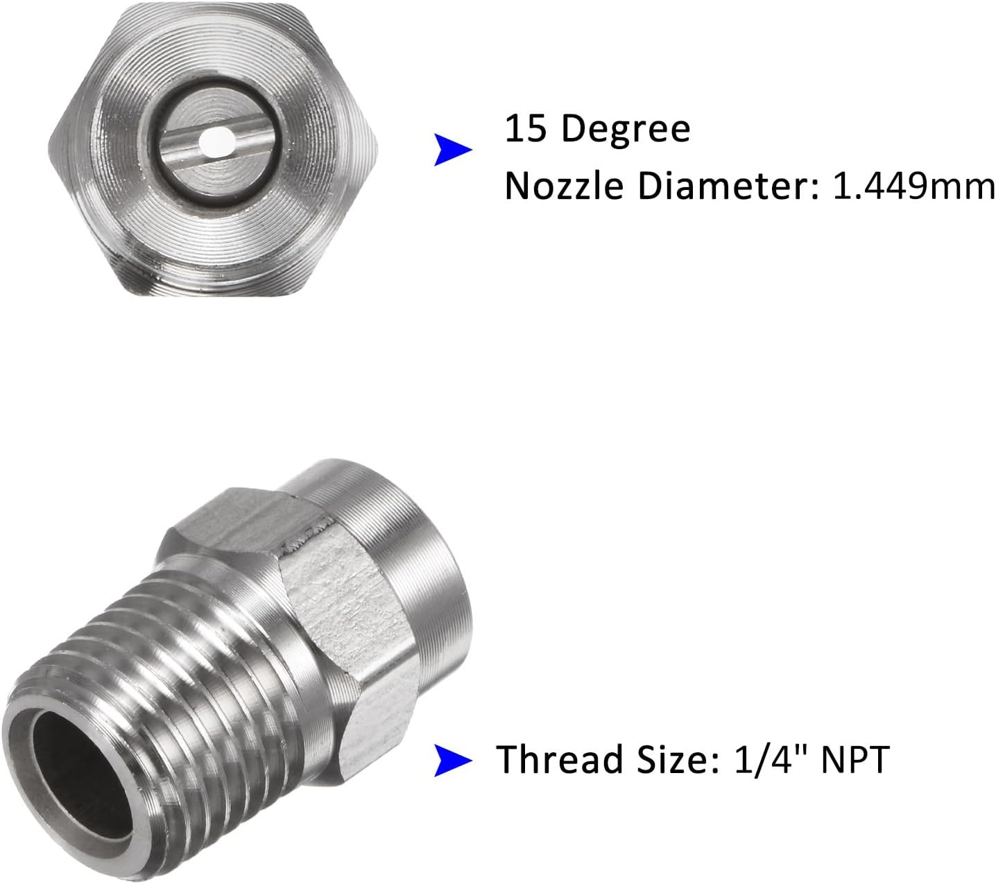 M METERXITY 6 Pack Surface Clean Tips – 15 Degree 1/4″ NPT Male Pressure Washer