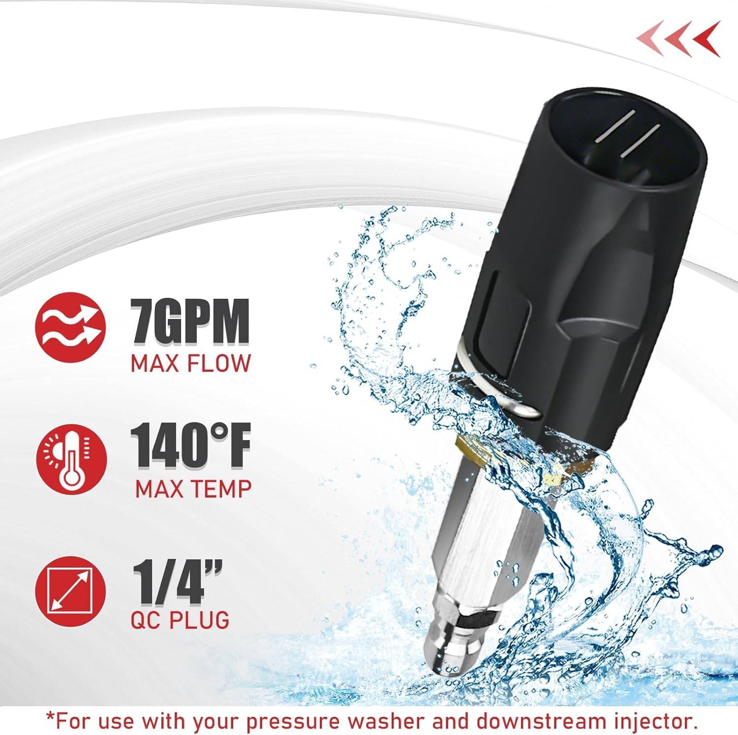 3-7 GPM M5 Twist Nozzle, Adjustable Downstream Soft Wash Nozzle, Rotate 60 Degre