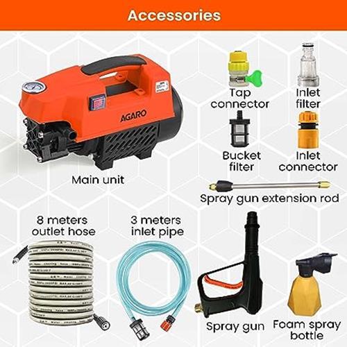 AGARO Supreme High Pressure Washer, 1800 Watts, for Car & Home Cleaning Purpose
