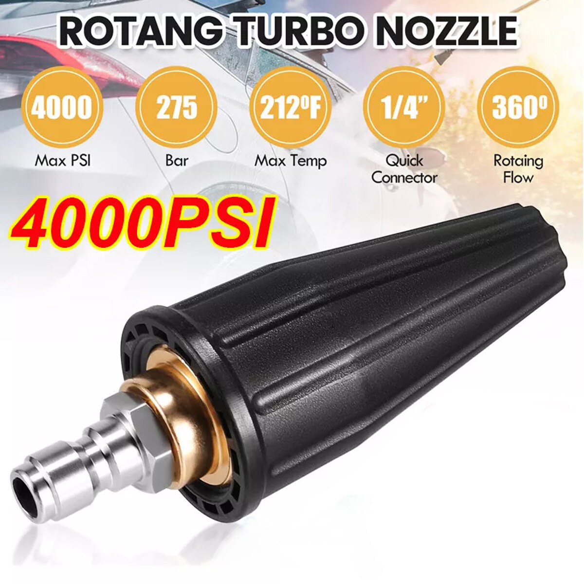 50 FT High Pressure Washer Hose+rotating nozzle+high-pressure cleaning water gun