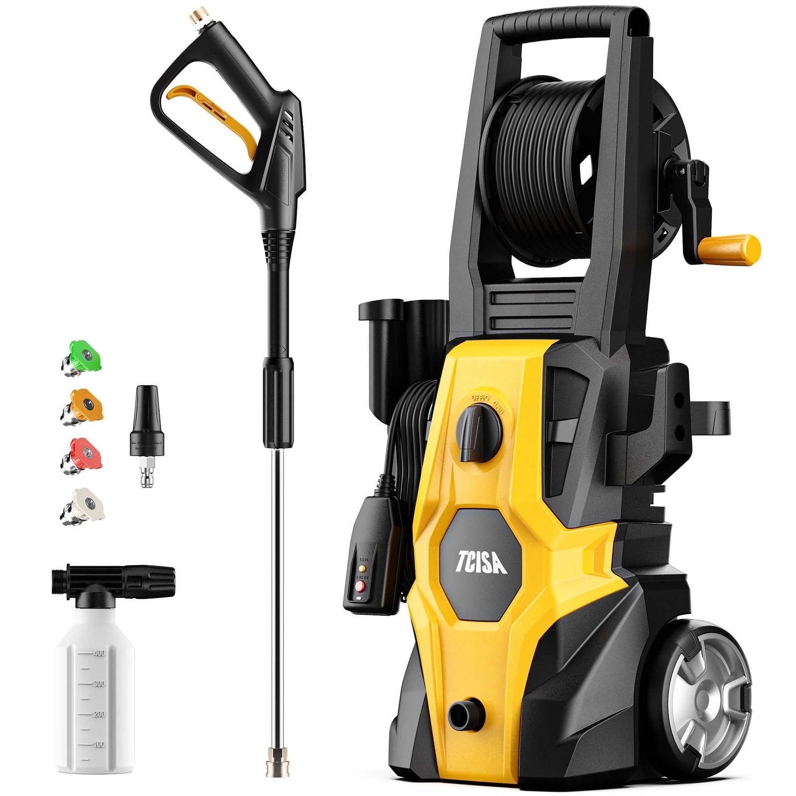 Tcisa TSG202 3800 PSI Electric Pressure Washer with 35FT Power Cord, 20FT Hose