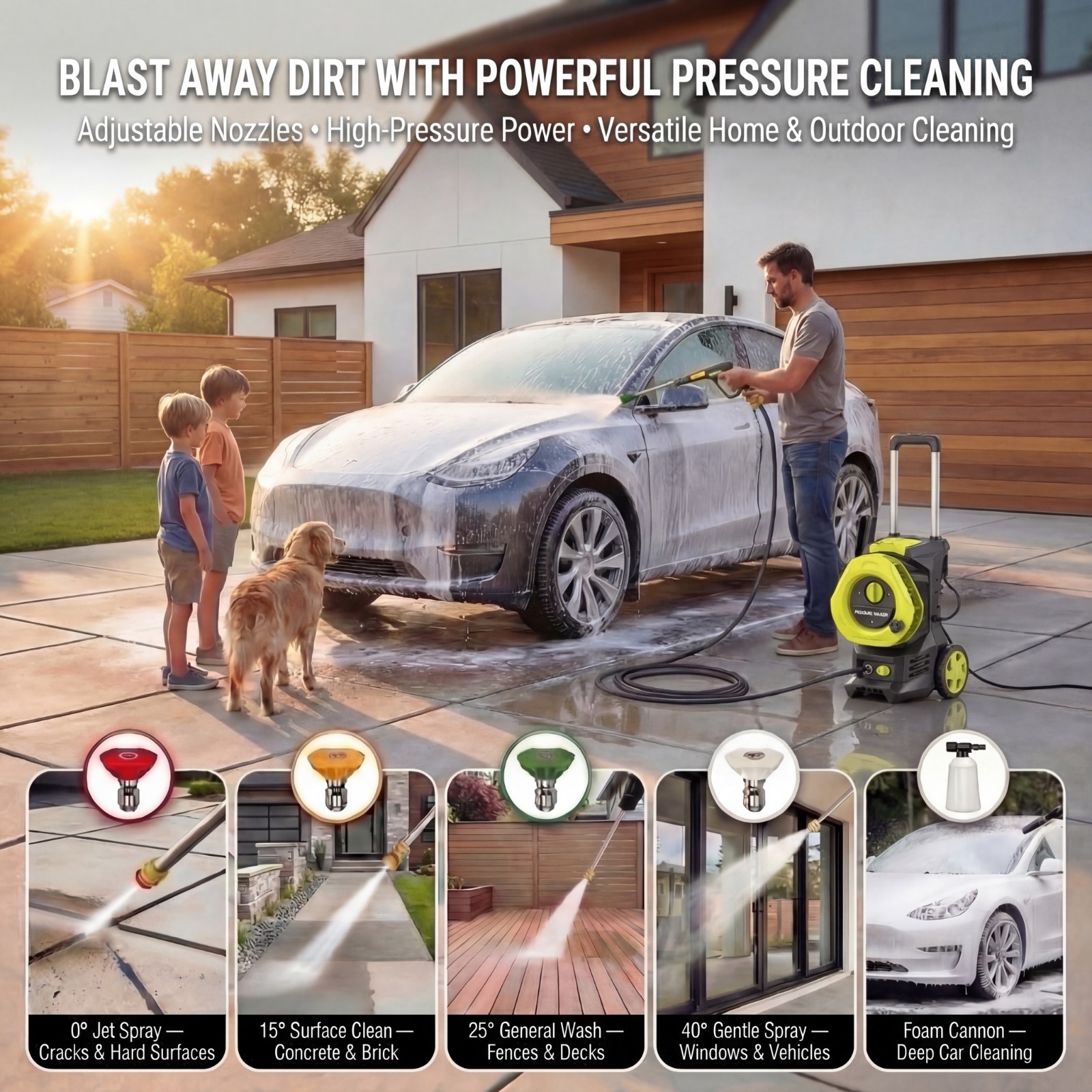 4800 PSI Electric Pressure Washer, 2.3 GPM High-Power Washer Machine 25FT Hose
