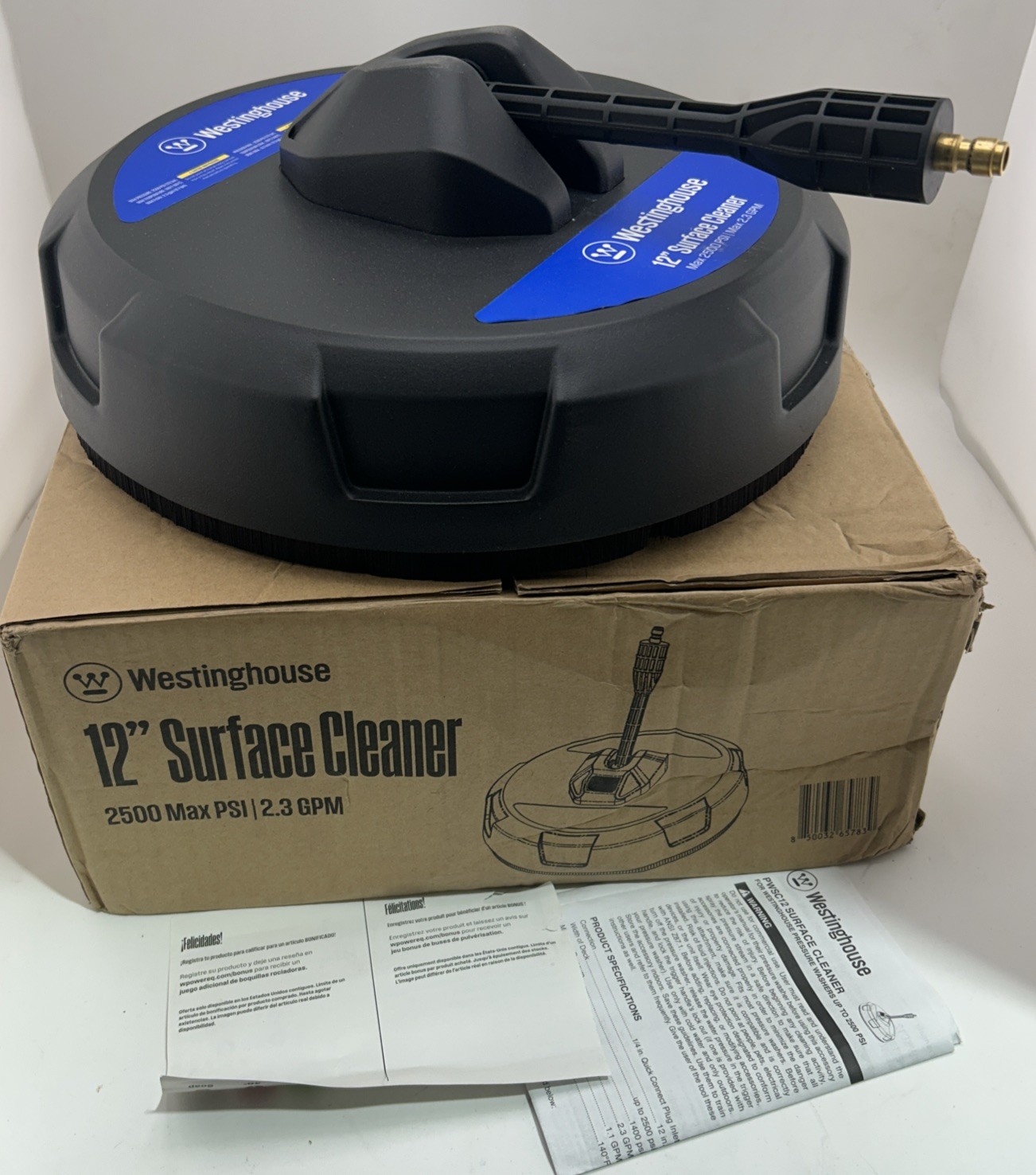 PWSC12 12″ Pressure Washer Surface Cleaner Attachment – 2500 Max PSI, 1/4” Conne