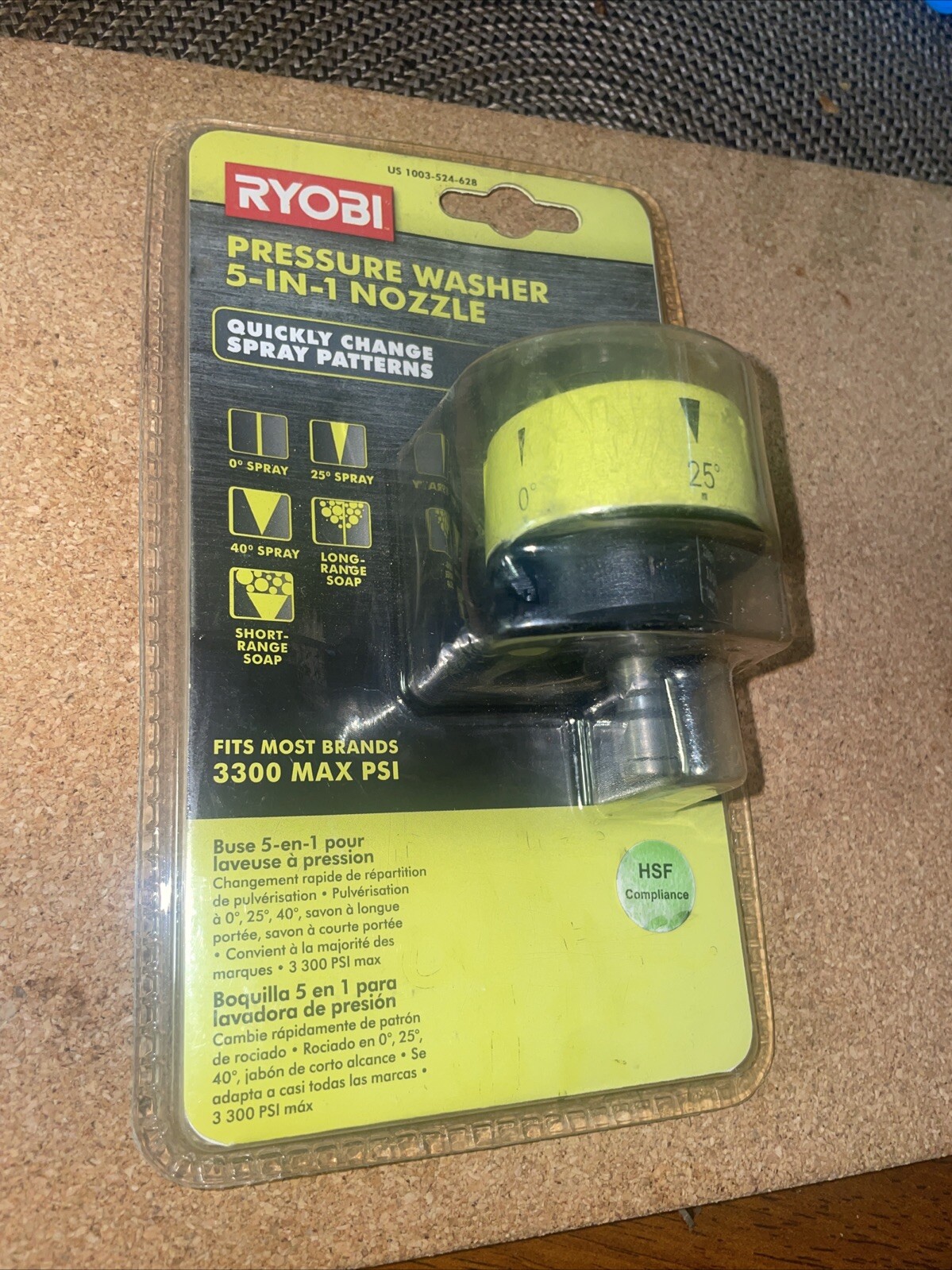 RYOBI RY31RN01 5-in-1 3,300 PSI Gas and Electric Pressure Washer Nozzle 5-spray