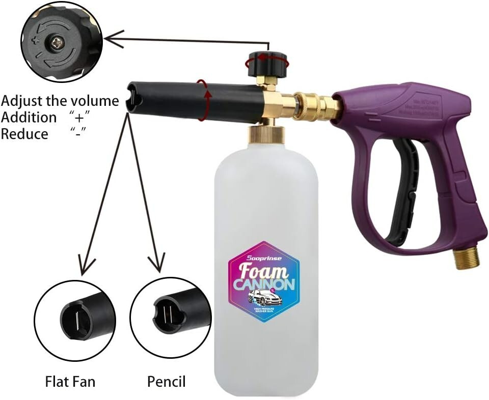 Foam Cannon Lance Kit – Pressure Washer Jet Wash with Gutter Cleaner Wand