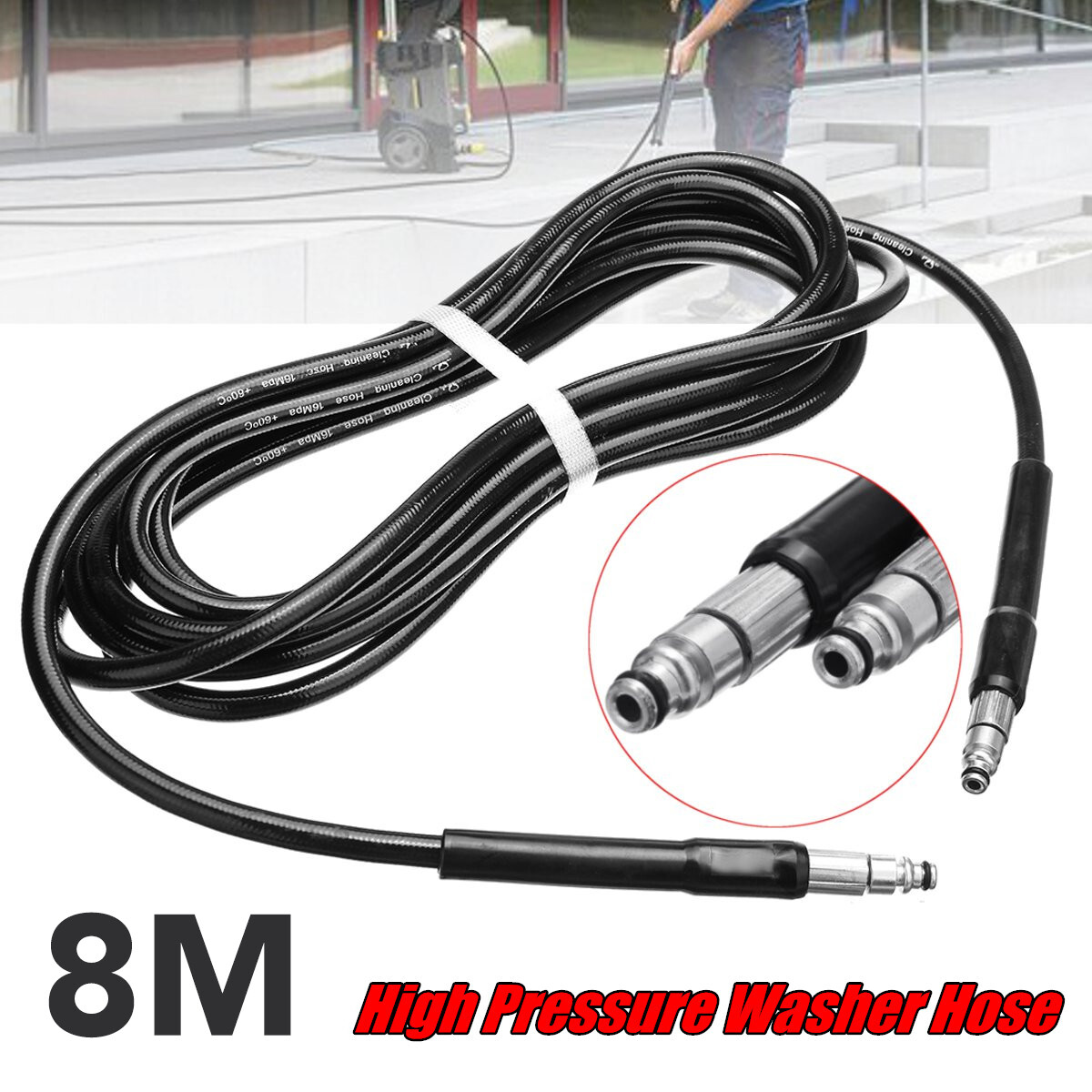 26ft 16Mpa High Pressure Washer Hose Extension Pipe For B&D PW1300 PW1400 PW1500