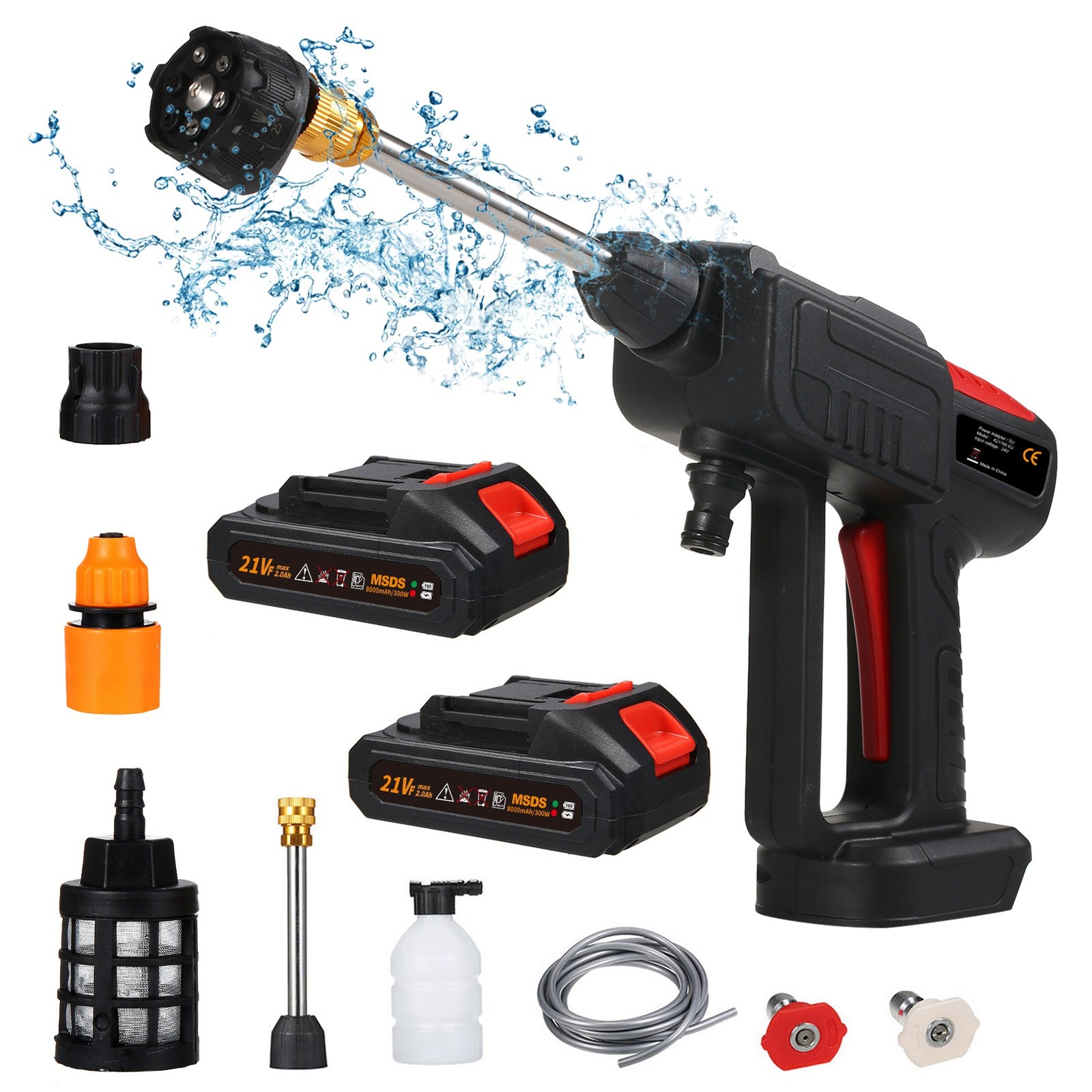 Cordless Power Washer 60Bar 300W High Power Washer Machine With 6in1 Spray CNFT