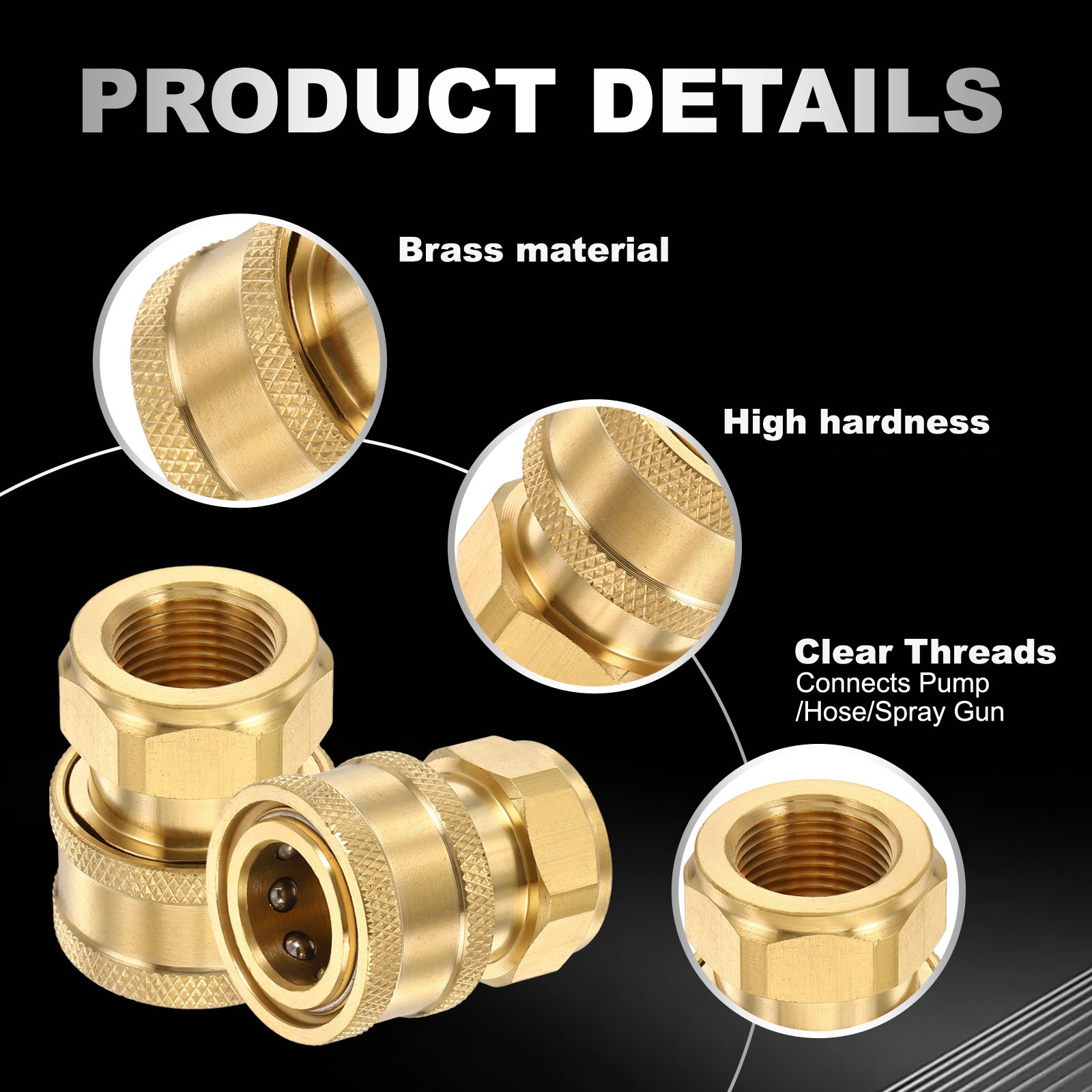 2Pcs Pressure Washer Adapter, 3/8″ Female Quick Plug to G3/8″ Female Brass