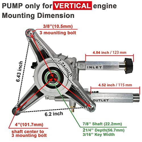 YAMATIC Pressure Washer Pump Max 2500 PSI 2.2 GPM Replacement