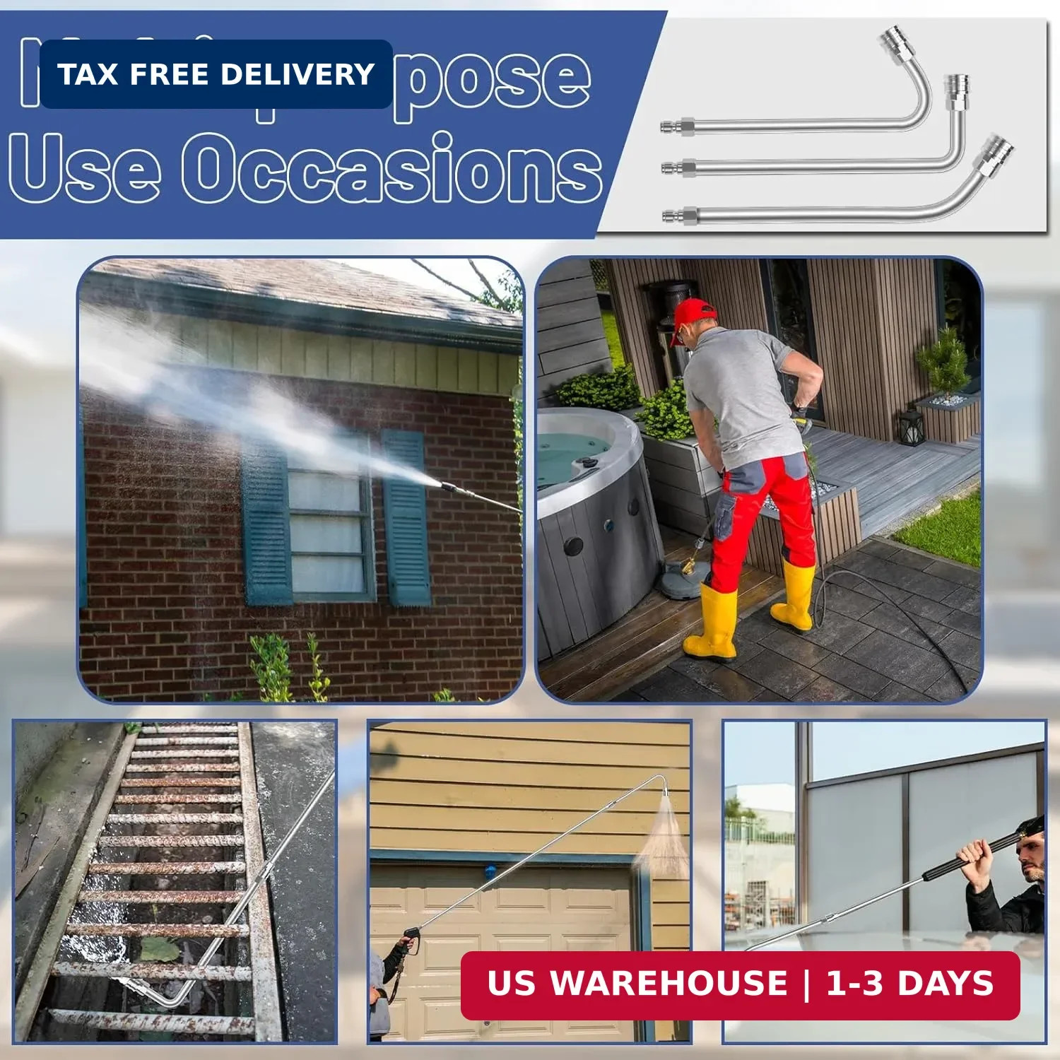 120″ Pressure Washer Extension Wand,2 Pack 60 Inch Stainless Steel Power Washer