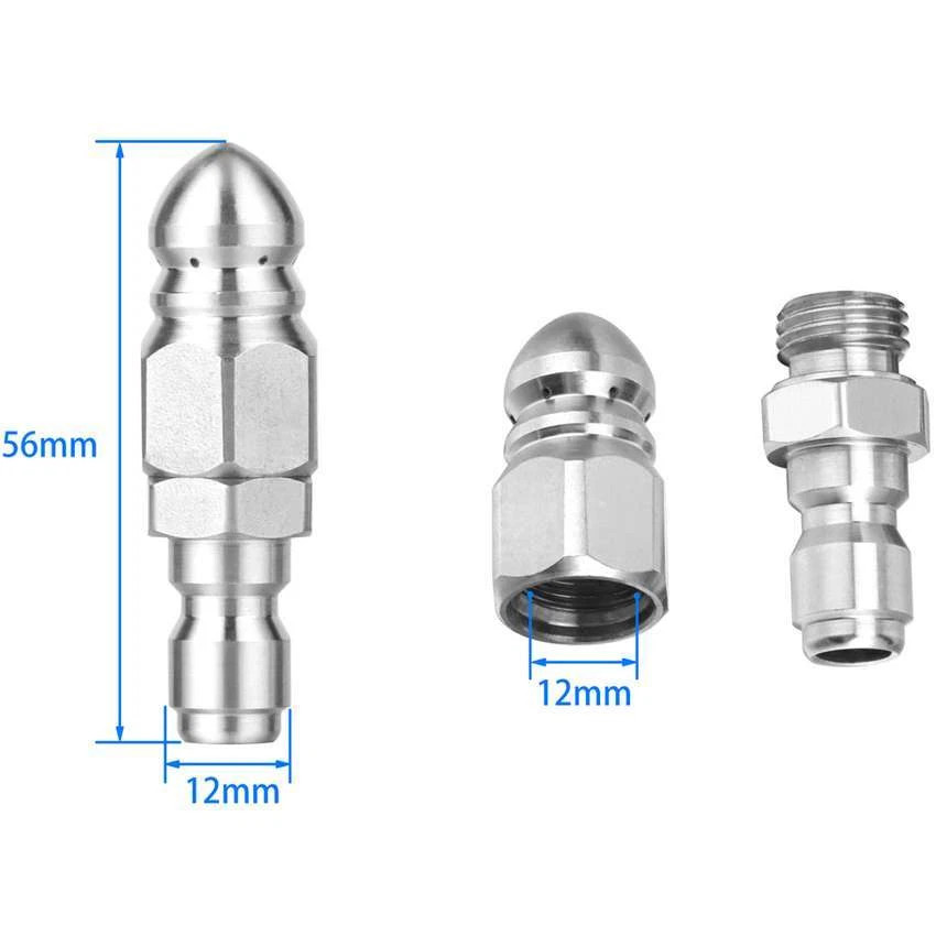 2Pcs Male Pressure Washer Drain Sewer Cleaning Pipe Jetter Rotating Nozzle 1/4”