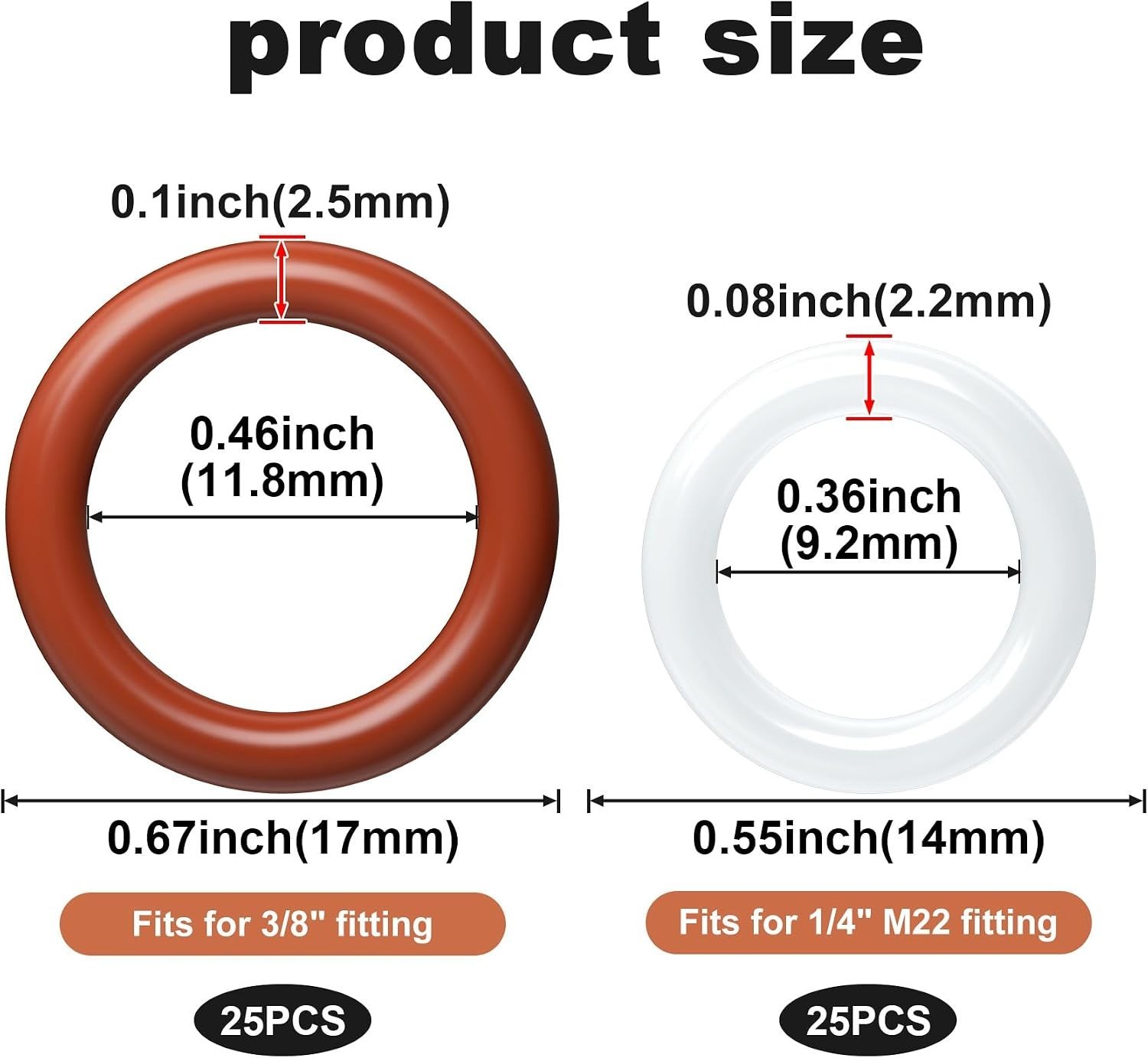 50 Pack Silicone O-Rings Power Pressure Washer Replacement for 1/4 inch, 3/8 …