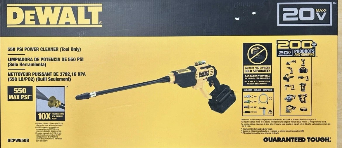 DEWALT DCPW550B 20V 550 PSI Power Cleaner Pressure Washer