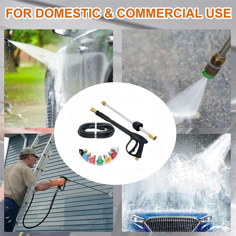 High Pressure 4000PSI Car Power Washer Gun Spray Wand Lance Nozzle and Hose Kit`