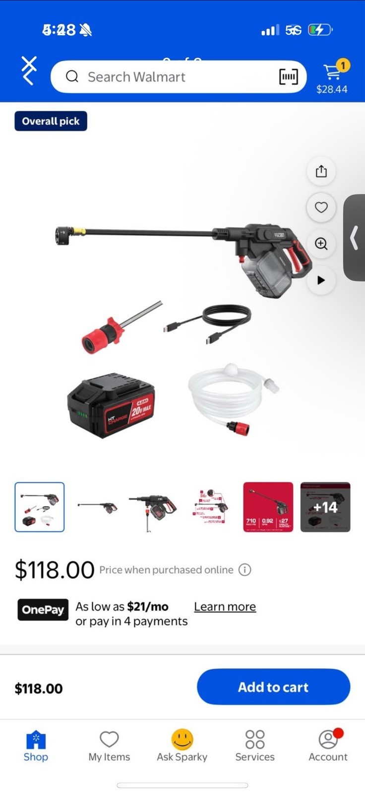 Hyper Tough portable pressure washer 710psi .8gpm