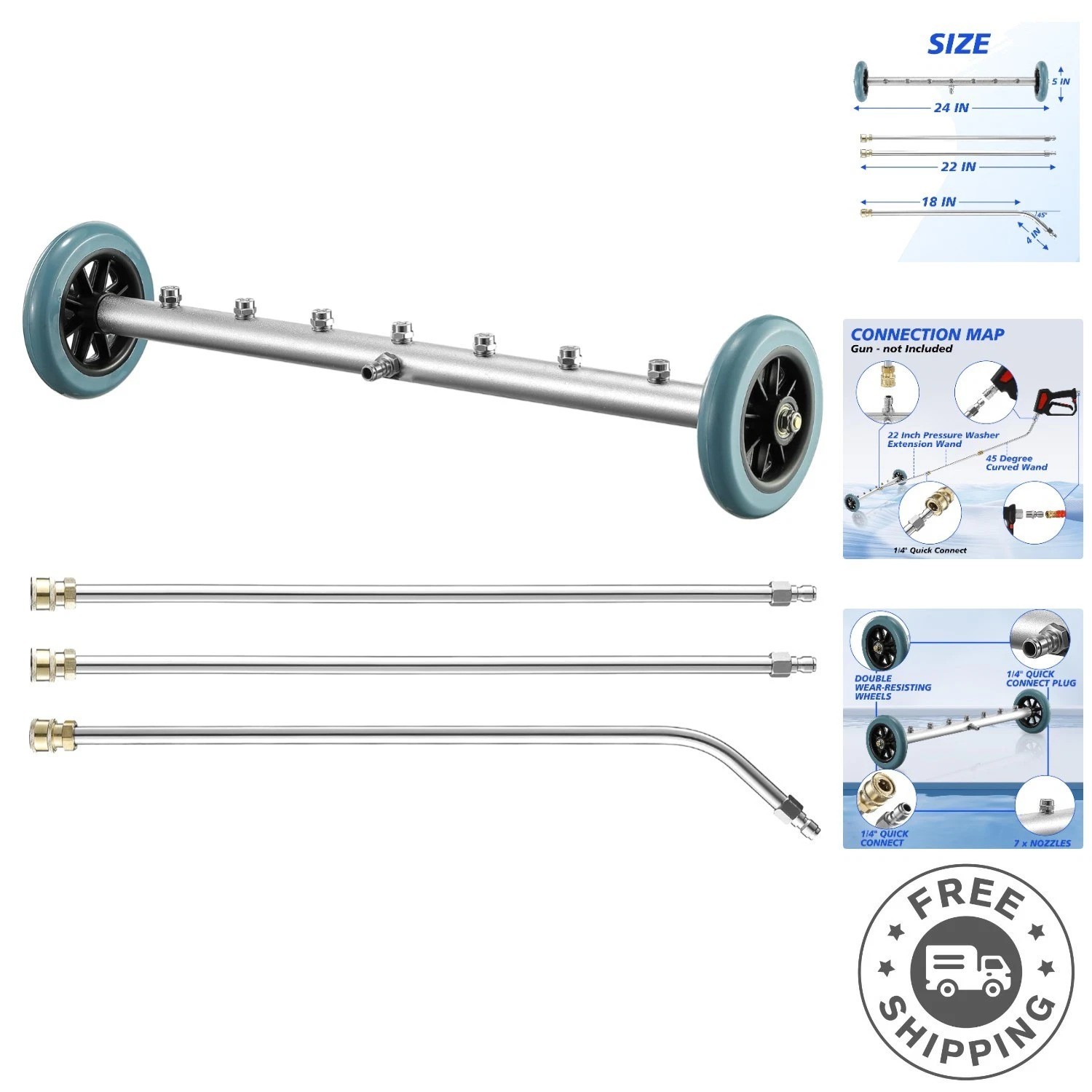 Professional 24-Inch Undercarriage Cleaner with Extension Wands – 4000 PSI Ready