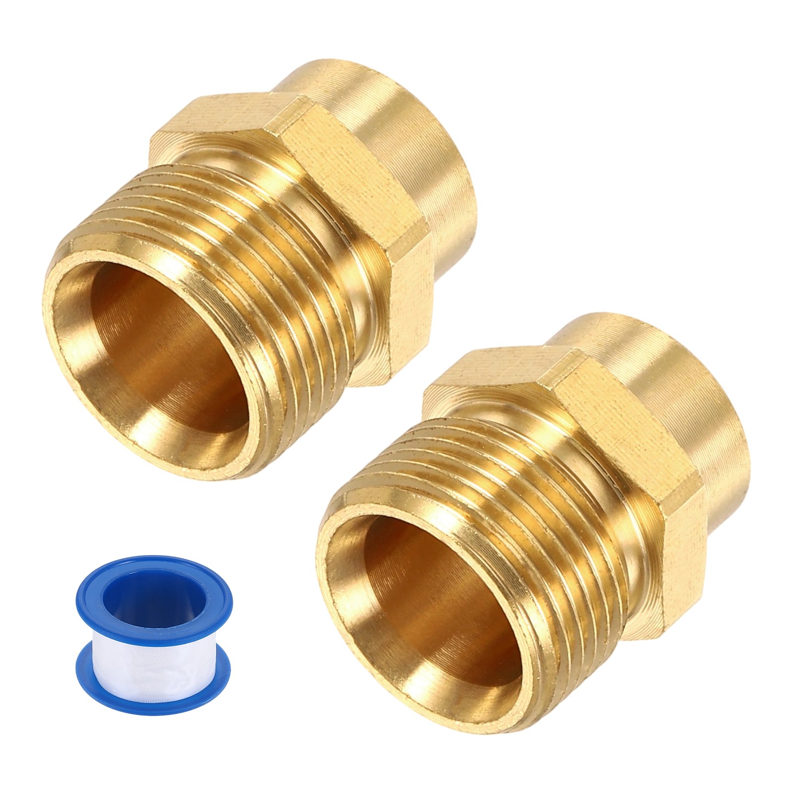 2Pcs Pressure Washer Adapter with Tape, G1/4″ Female to M22 15mm Male Brass