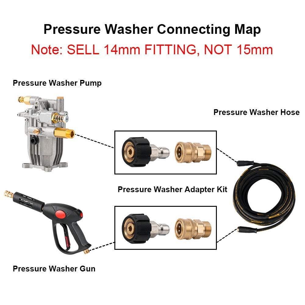 Pressure Washer Adapter Set M22-14mm Female to M22-14mm Male Quick Connect