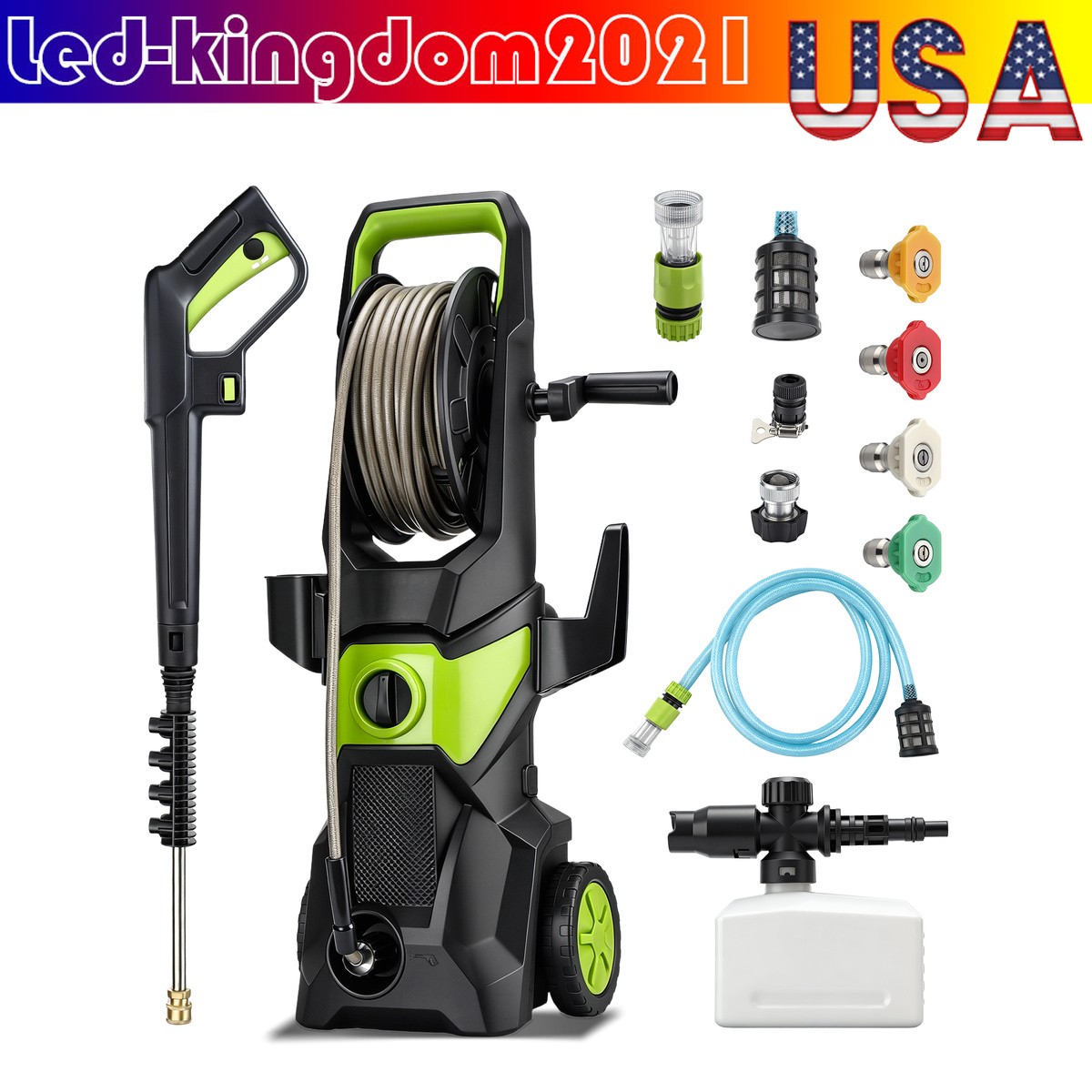 Electric Pressure Washer, 52.5 FT 5000PSI 3.2GPM Pressure Cleaner with 4 Nozzles