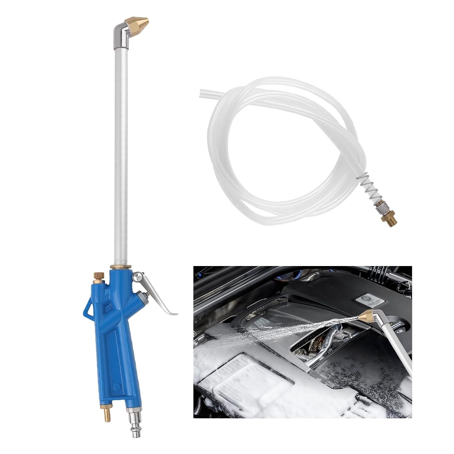 High Pressure Pneumatic Siphon Spray Gun with Bent Elbow Nozzle for Engine