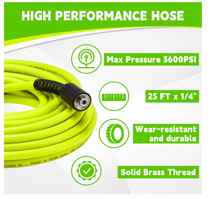 M MINGLE Pressure Washer Hose and Gun Kit, 50 FT Power Washer Hose with 5 Tips