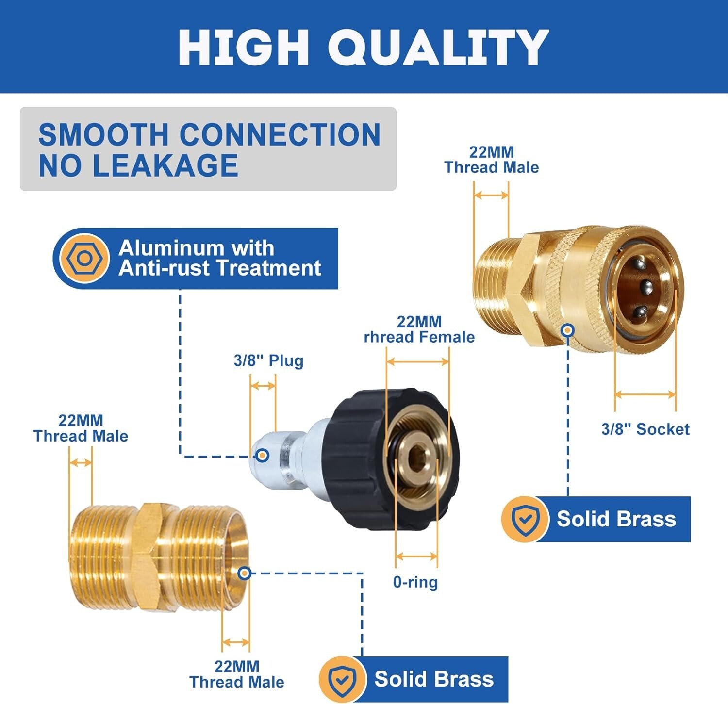 TOOLCY 3400 psi Super Flexible Pressure Washer Hose with 3/8″ Quick Adapters