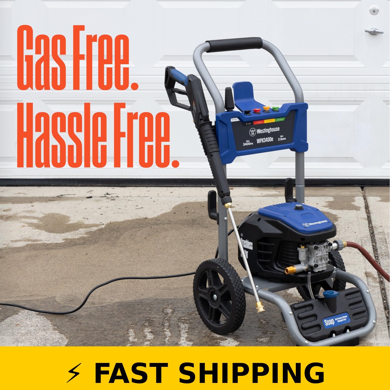 Westinghouse WPX3400e Electric Pressure Washer, 3400 PSI, Brushless Motor
