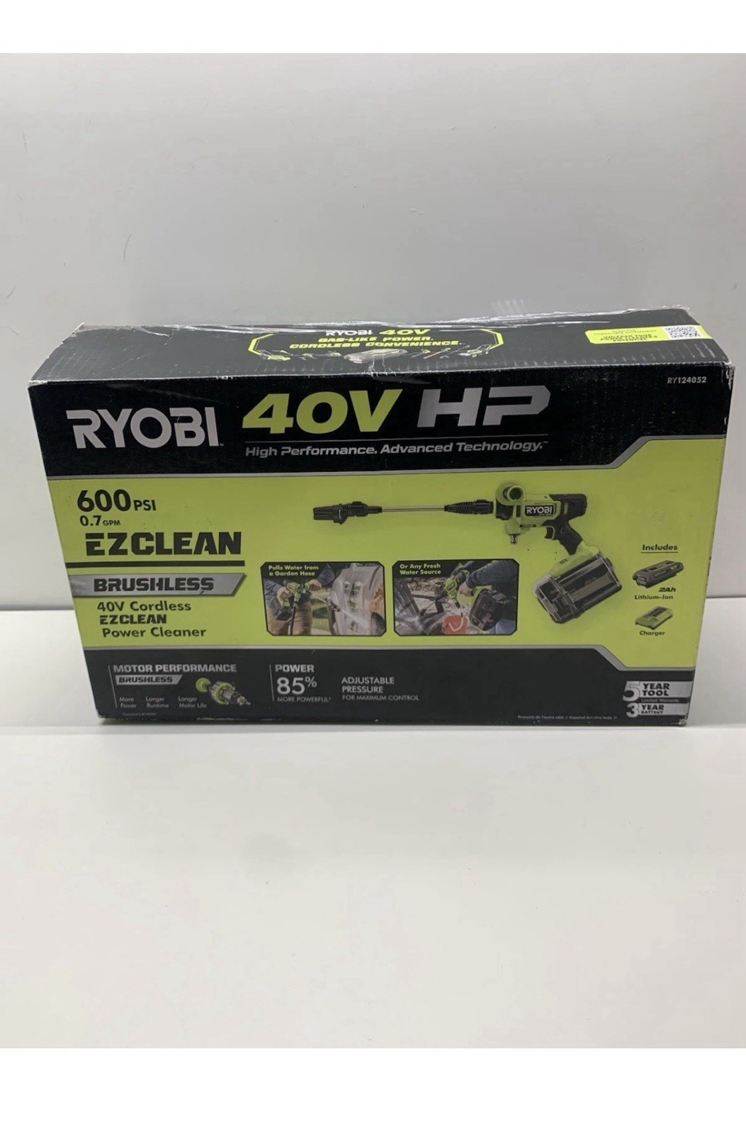 Ryobi 40V HP 600 PSI EZ Clean Power Cleaner Brushless Kit (Tool Only) RY124052