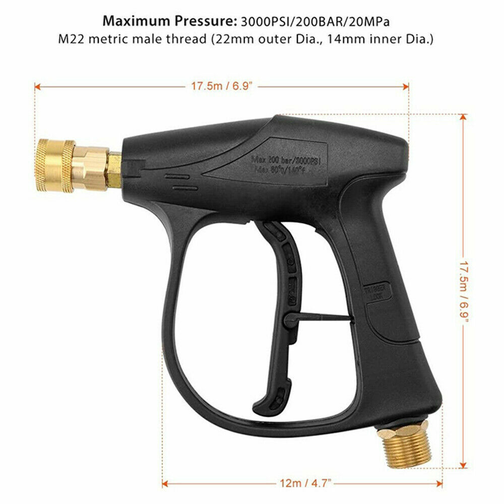 3000PSI High Pressure Washer Gun Foam Water Spray Power Wand Nozzle For Car Yard