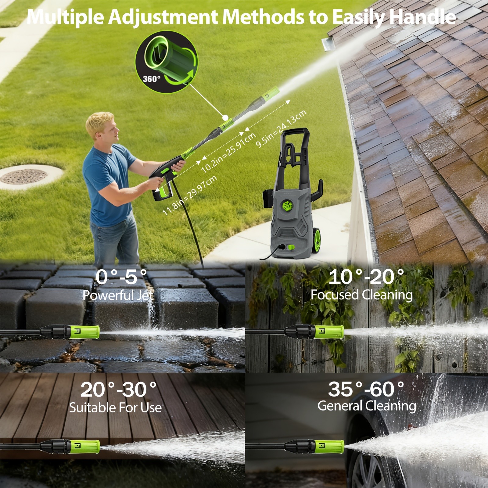 Electric Pressure Washer 1500W High Pressure Washer Portable with 4 in 1 Nozzle